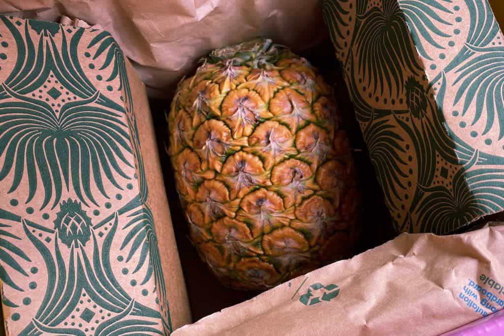 Ponk glow pineapple in its box.