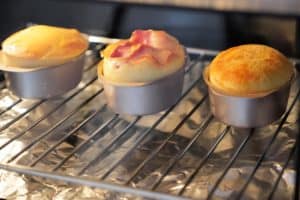 Egg bread baking in the oven.