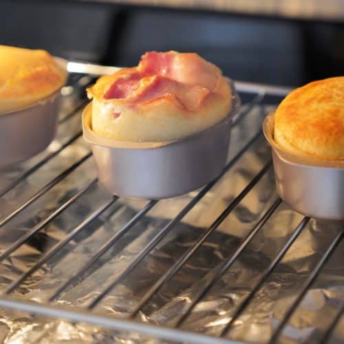 Egg bread baking in the oven.