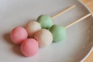 Hanami dango on a stick