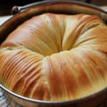 Wool roll bread in a pan.