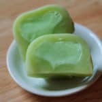 Cross-section of homemade. Melona melon mochi.