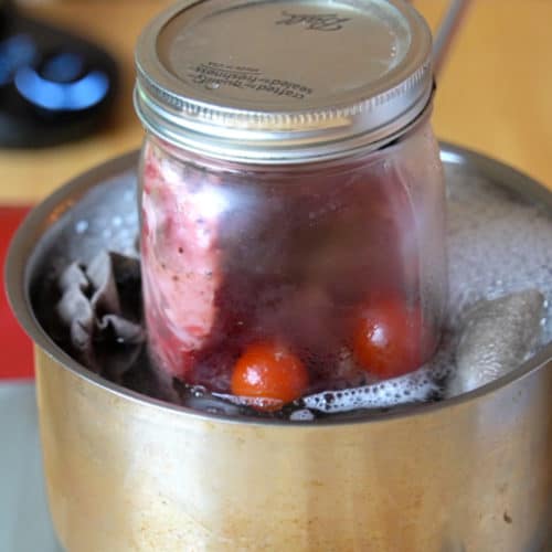 Cooking a steak in a glass jar.